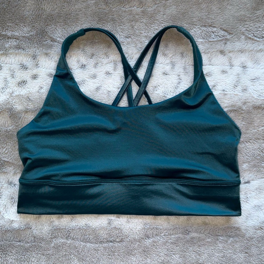 lululemon Energy Longline Bra Foil Medium Support, B-D Cups in Storm Teal - Picture 4 of 14